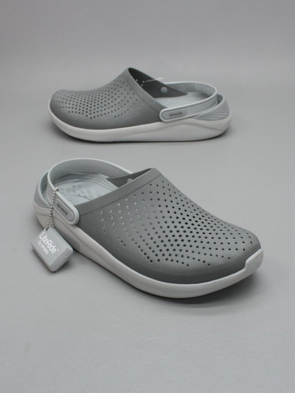 Crocs LiteRide Men's 10 (Ladies 12) Clogs Smoke Grey Slip-on Shoes Mules 204592
